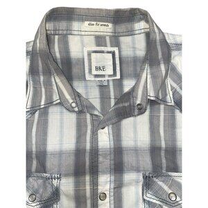 BKE Buckle Plaid Shirt Men XXL Slim Fit Stretch Multicolor Pearl Snap